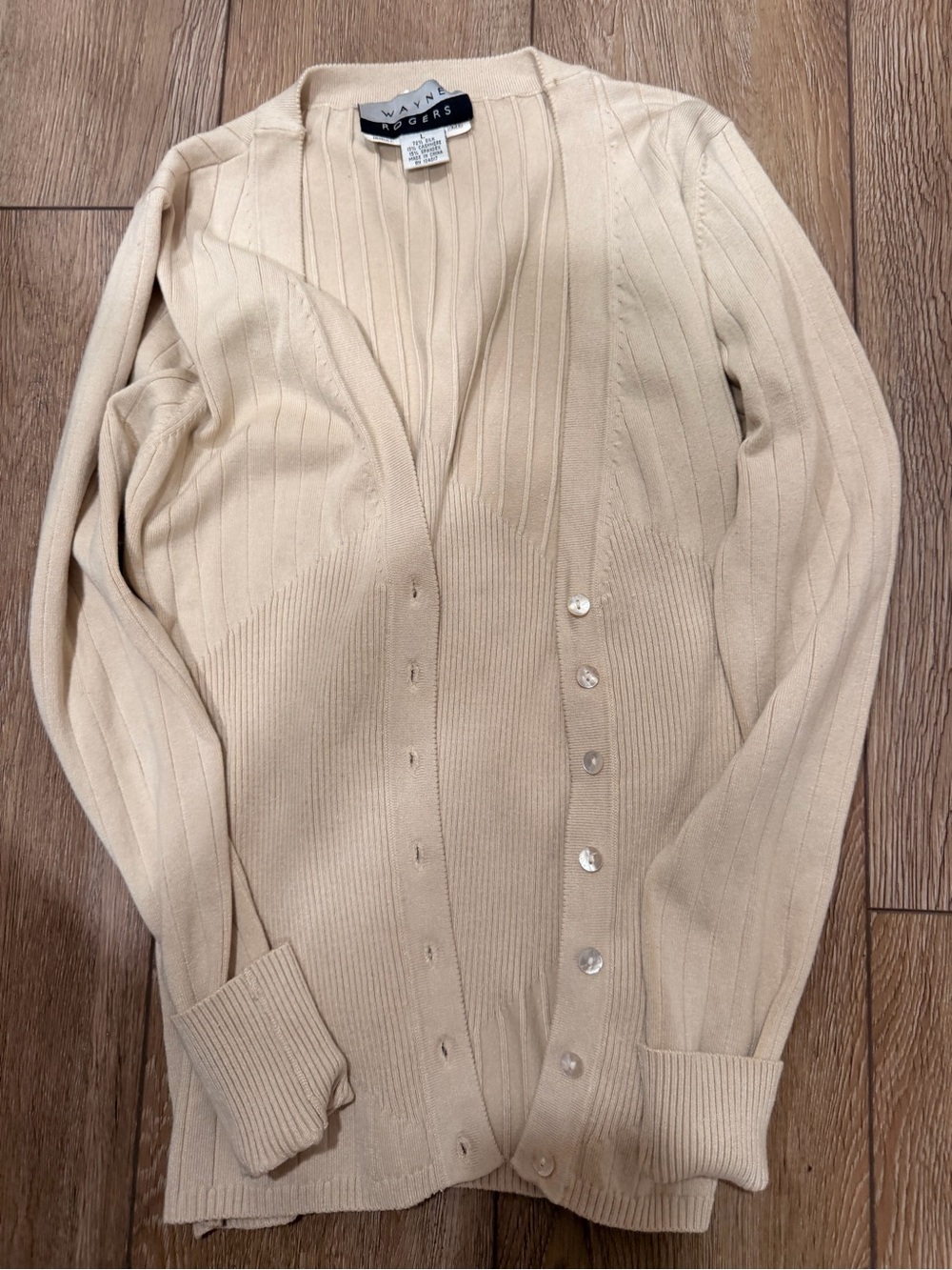Vintage Silk, Cashmere Wayne Roger’s Ribbed Button-Front Women's Cardigan 0451